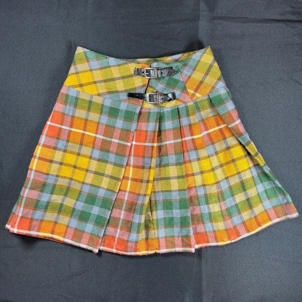 Plaid Buckle Pleated Kilt Mini Skirt School Girl/Punk/Goth/Grunge/90s/Y2K Sm/26